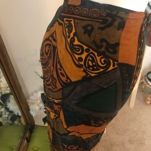 Tribal Print Wrap Skirt